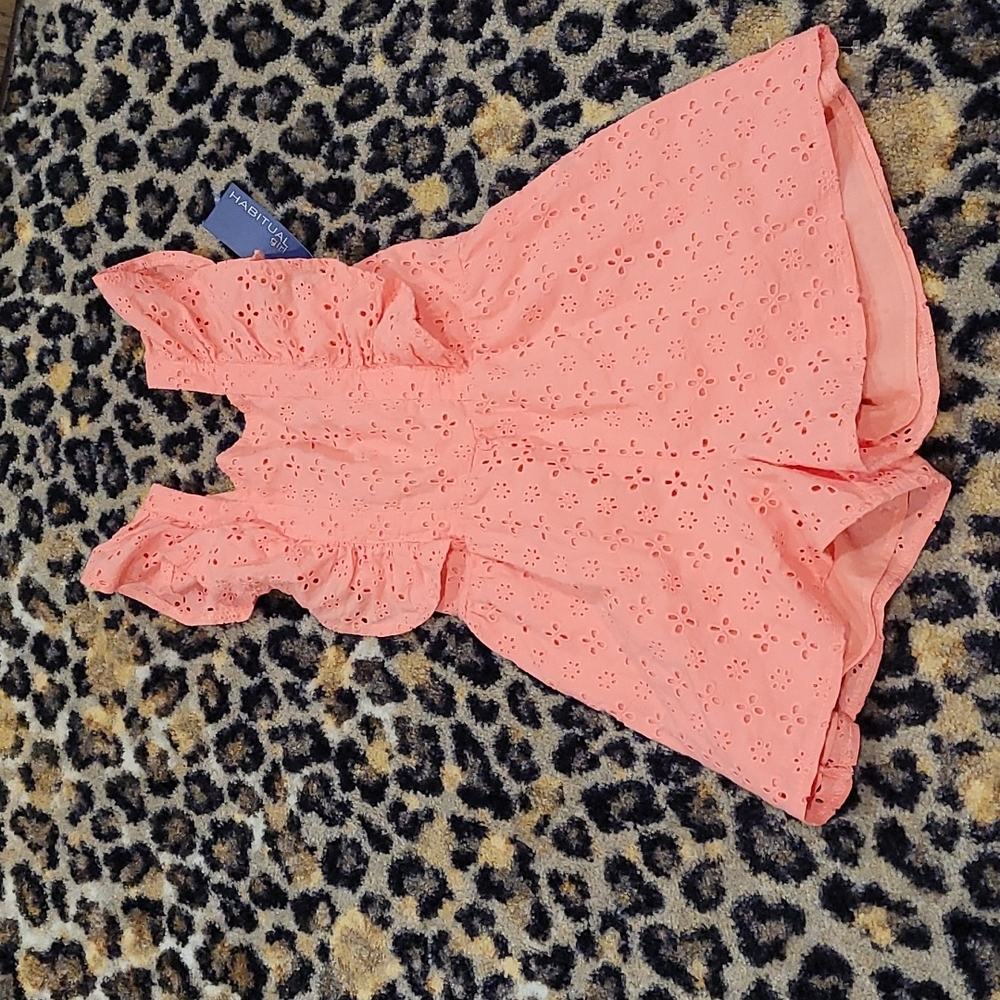 Coral eyelet romper NWT